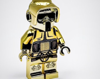 Lego Chrome Gold Plated  Imperial Scout Trooper Star Wars Limited Edition New!