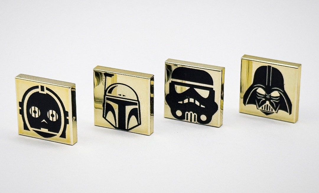 Lego Chrome Gold Tile 2x2 3068 Star Wars Symbol Darth Vader C-3po