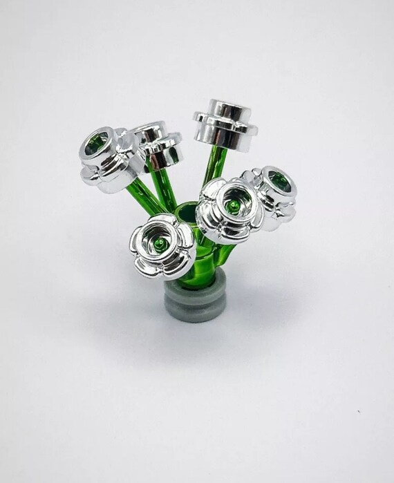 Lego Chrome Silver/green 6269971 Plant Stem 6206149 Flower X2 New