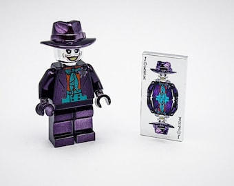 Lego Chrome Purple Plated Joker Minifigure DC Superheroes + Joker Card Tile New!!