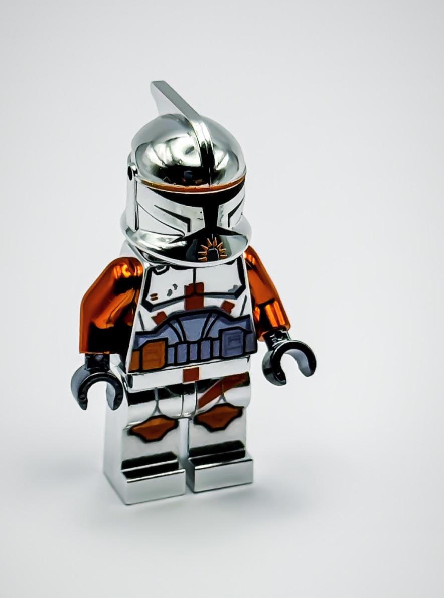 Lego Chrome Silver Orange Commander Cody Phase 1 Minifigure Star
