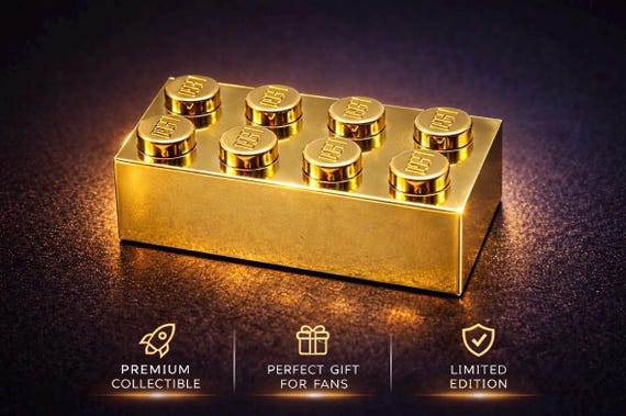Lego Chrome Gold Plated Brick 2x4 3001 New!! - Etsy