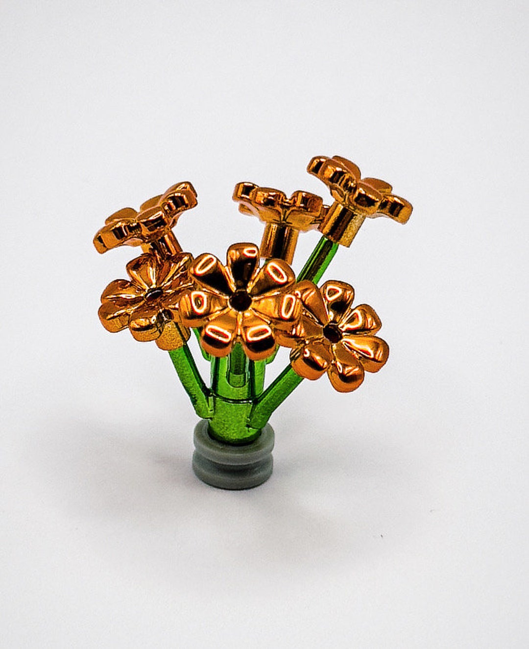 Lego Chrome Orange/green 6269971 Plant Stem 32606 Flower Petals X2