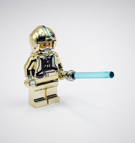 Lego Chrome Gold Luke Skywalker Minifigure Star Wars + Weapon New