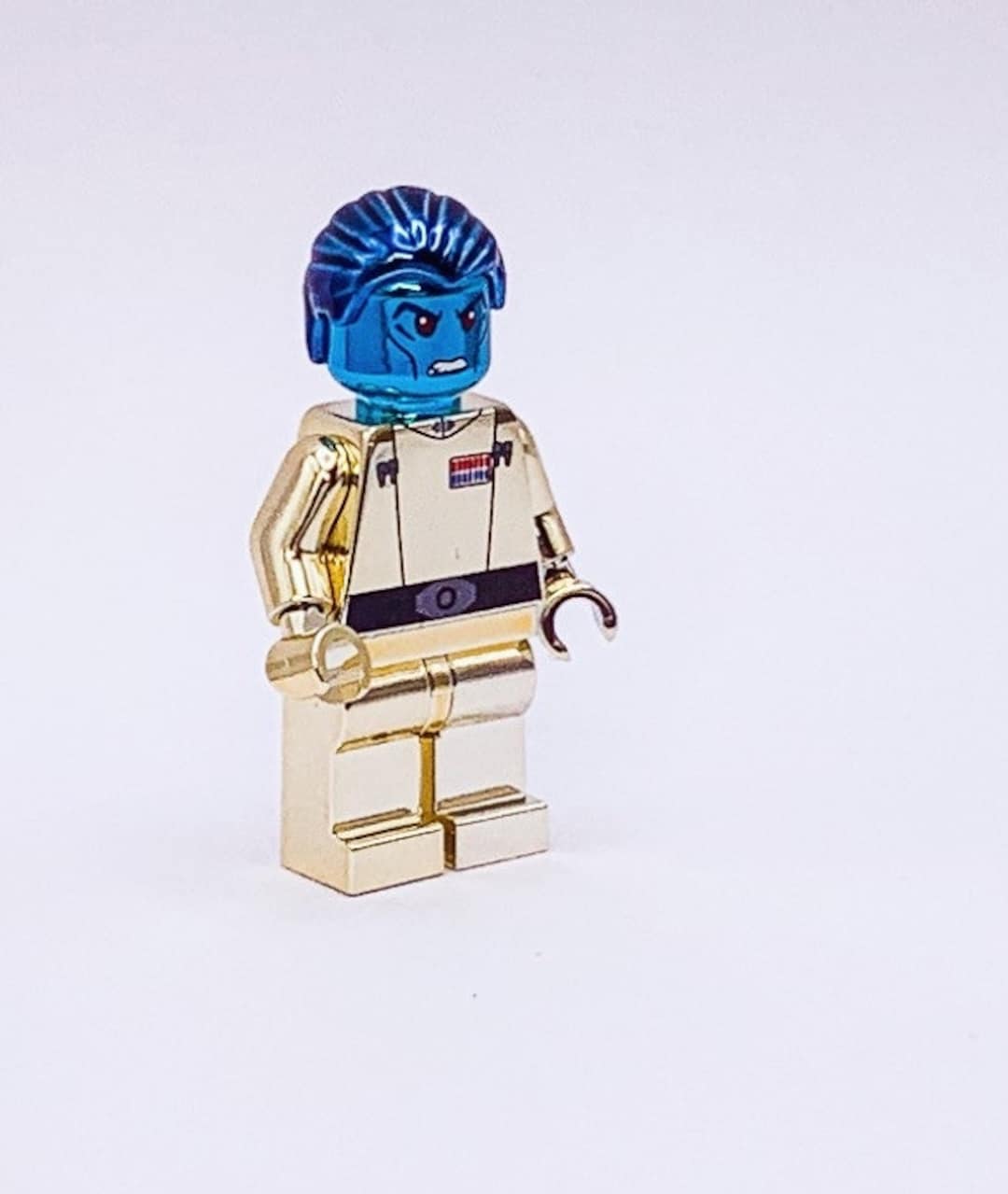 Lego Chrome Gold Blue Plated Grand Admiral Thrawn Minifigure Star Wars New Etsy