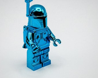 Lego Chrom Blau überzogene Mandalorian Boba Jango Fett Star Wars Minifigur Neu!!