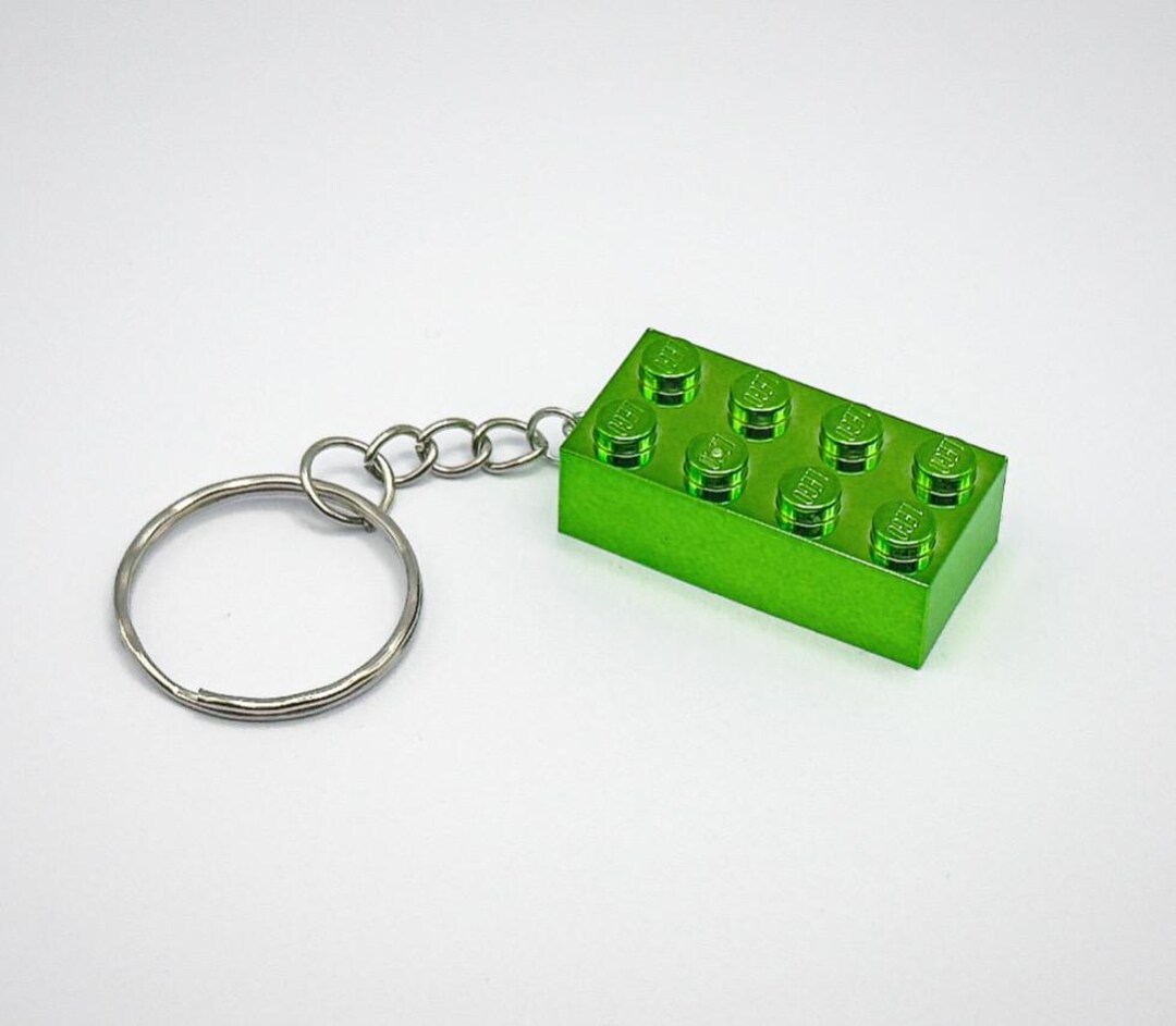 Lego Chrome Green Keyring Key Ring Brick 2x4 Keychain Accessory