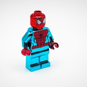 Lego Chrome Blue Plated Spiderman Minifigure DC Superheroes New!!