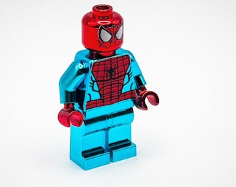 Minifigura de Spiderman bañada en azul cromado de Lego DC Superhéroes ¡Nuevo!