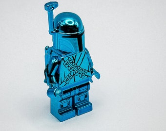 Lego Chrome Blue Plated Mandalorian Boba Jango Fett Star Wars Mini figure  New!!