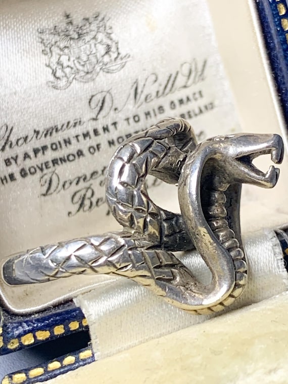 Bague Serpent Kobra En Argent 925 Véritable - Style Gothique/biker, Unisexe