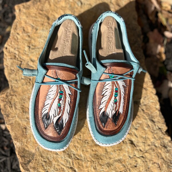 custom leather hey dudes womens