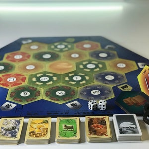 Custom Settlers Game board, Game Pieces, Hand Made Wood 3-4 or 5-6 player