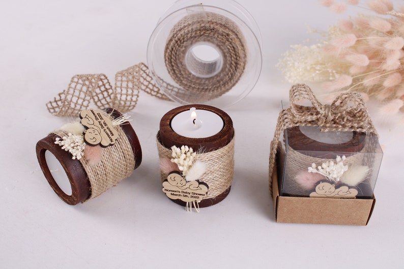 Baby Shower Candle Favours | Baby Shower Bulk Favors | Rustic Birthday Gifts | Unique Favors | Tealight Holders | Thank You Favor 