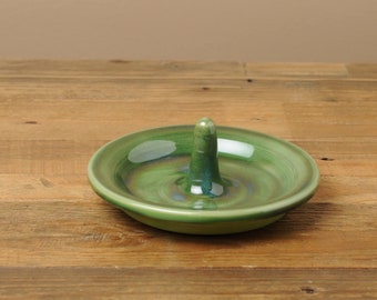 Ring dish with deep green glaze - profits to nonprofits!