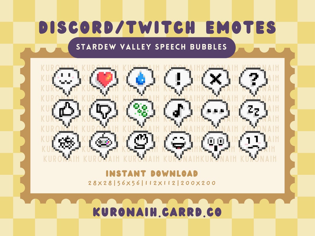 Stardew Valley Speech Bubble 18 Emotes Mega Pack Twitch Discord