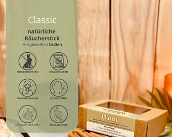 Bastoncini di incenso indiano (bastoncini dhoop) – Profumo classico – Naturale e senza carbone – Confezione da 20 bastoncini |