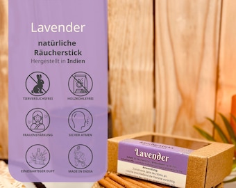 Bastoncini di incenso indiano (bastoncini dhoop) – Profumo di lavanda – Naturale e senza carbone – Confezione da 20 bastoncini|