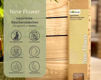 Bastoncini di incenso indiano - Fragranza di nove fiori - Naturale e senza carbone - Confezione da 20