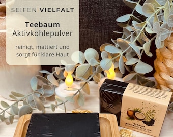 Sapone al carbone attivo con olio di melaleuca | nero fatto in casa