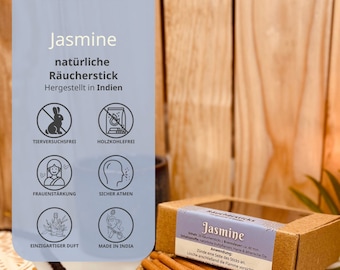 Bastoncini di incenso indiano (bastoncini dhoop) – Profumo di gelsomino – Naturale e senza carbone – Confezione da 20 bastoncini |
