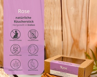 Bastoncini di incenso indiano (bastoncini dhoop) – Profumo di rosa – Naturale e senza carbone – Confezione da 20 bastoncini |