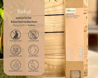 Bastoncini di incenso indiano – Fragranza Bakul – Naturale e senza carbone – Confezione da 20
