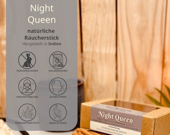 Bastoncini di incenso indiano (bastoncini dhoop) – Profumo Night Queen – Naturale e senza carbone – Confezione da 20 bastoncini |