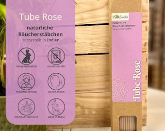 Bastoncini di incenso indiano - Tubo con profumo di rosa - Naturale e senza carbone - Confezione da 20