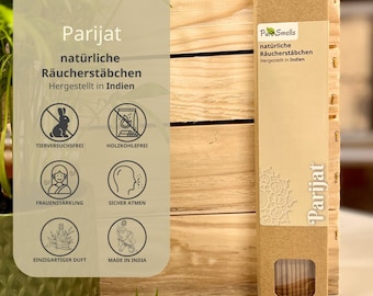 Bastoncini di incenso indiano – Fragranza Parijat – Naturale e senza carbone – Confezione da 20