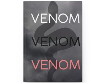 Venom Black and Pink Notebook, Gothic Journal, Snake Notebook, Hardcover Journal Matte