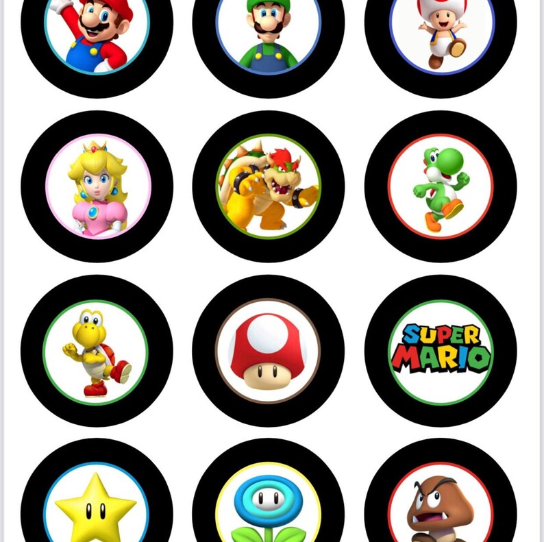 Super Mario Bros Cupcake Toppers PDF Instant Download - Etsy Hong Kong