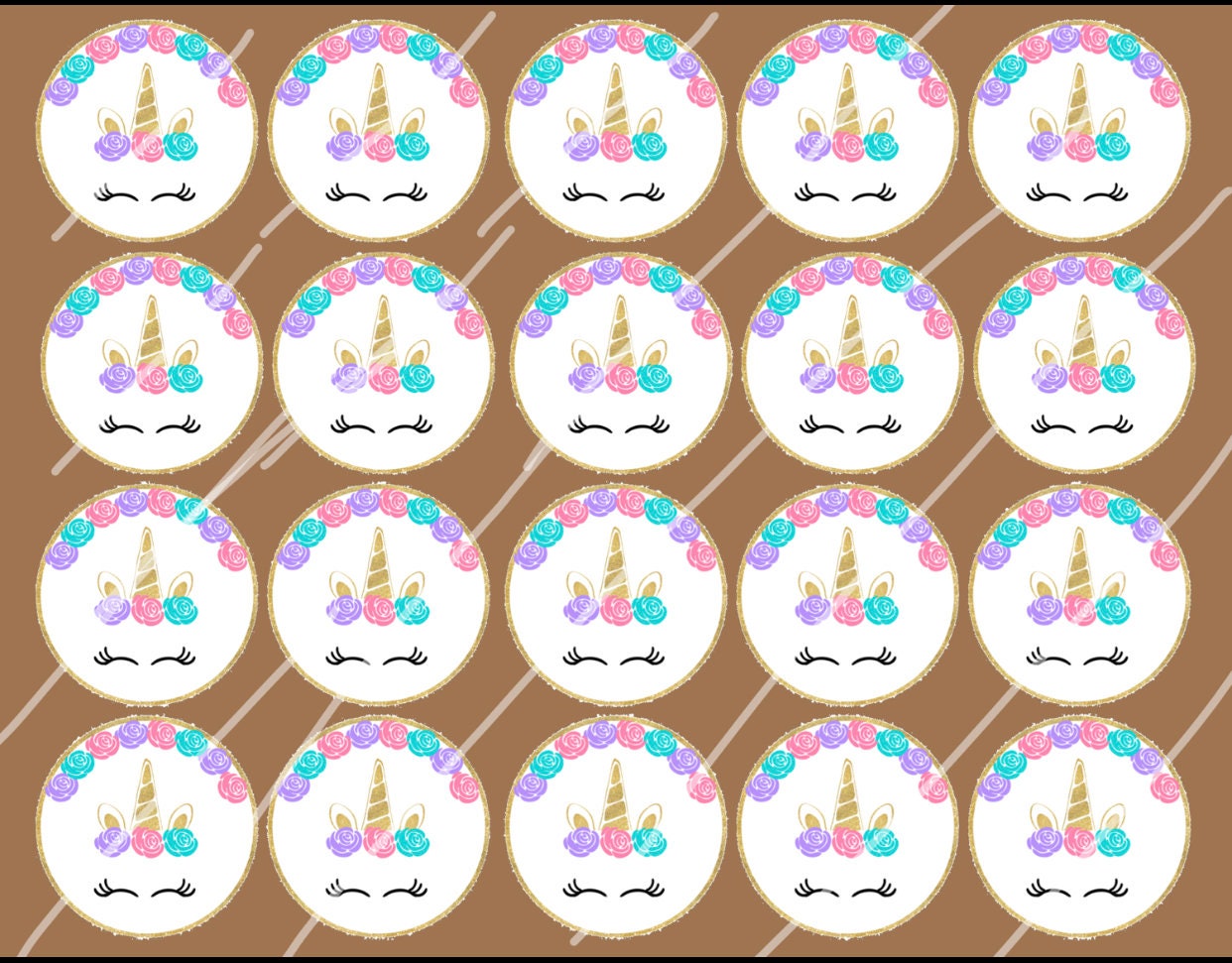 unicorn cupcake toppers jpeg cake topper birthday graphics etsy canada