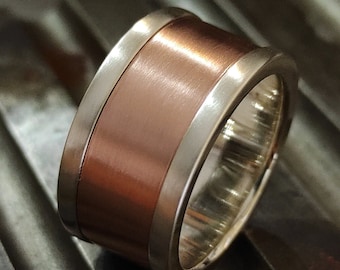 Solid 925 Silver Copper Wedding Band – Handmade Comfort Fit Ring