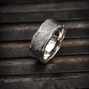 Molten Sterling Silver Band: Rustic Organic Wedding Ring, Comfortable Daily Wear