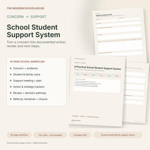 Student Support Team Forms, Intervention Tracker and Meeting Records, 18-Page Printable PDF