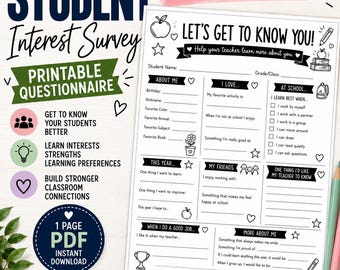 Student Interest Survey product preview