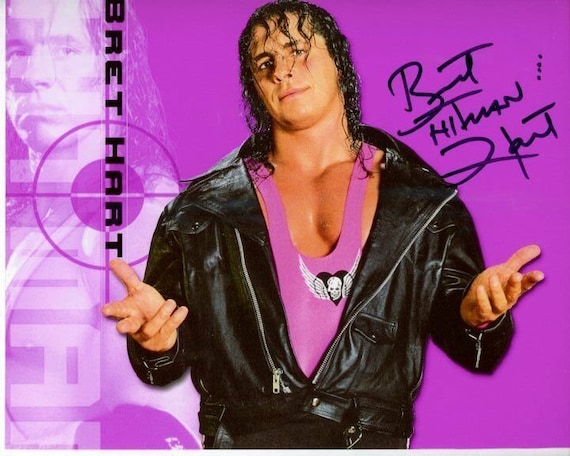 ヒットマン・ブレット・ハート　直筆サイン色紙（外国人プロレスラー　WWF） ブレット・ヒットマン・ハートのサイン入り8x10 WWE WWF レスリング