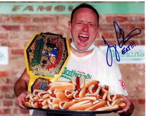 Joey Chestnut Signed 8x10 Photo Nathan Hot Dog World Champion Proof Autographed Star.. Joey Chestnut Signed 8x10 Photo Nathan Hot Dog World Champion Proof Autographed Star..