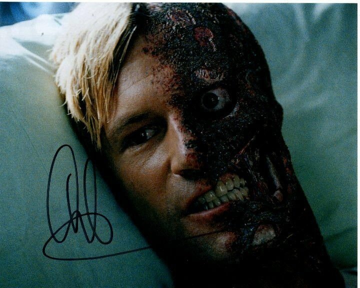 Aaron Eckhart signed 8x10 the dark knight rises batman harvey dent two face photo