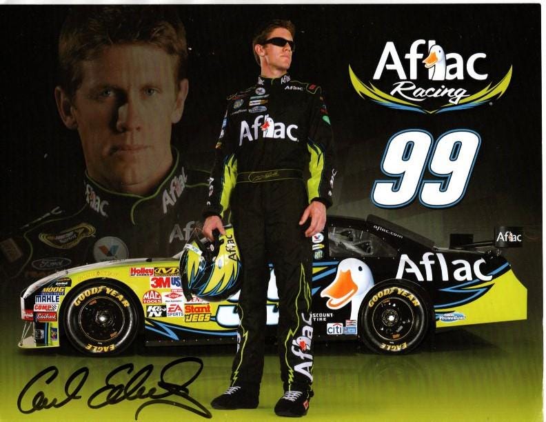Carl Edwards signed autographed 8.5x11 nascar photo bio card