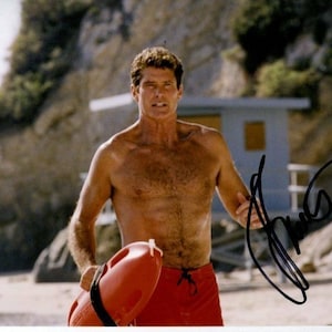 David Hasselhoff firmó una foto autografiada de 8x10 de Mitch Buchannon de Baywatch