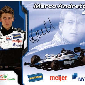 Marco Andretti signierte 8x10 Indy Indycar Racing Rennauto Heldenkarte Foto