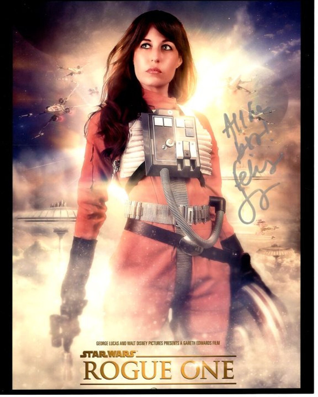 フェリシティ・ジョーンズ 証明書直筆サインフォトStar Wars ローグ・ワン フェリシティ・ジョーンズのサイン入り8x10スターウォーズローグ
