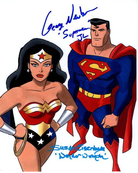 George Asenberg George Newbern & Susan Eisenberg Signed Autographed 8x10 Justice League ...