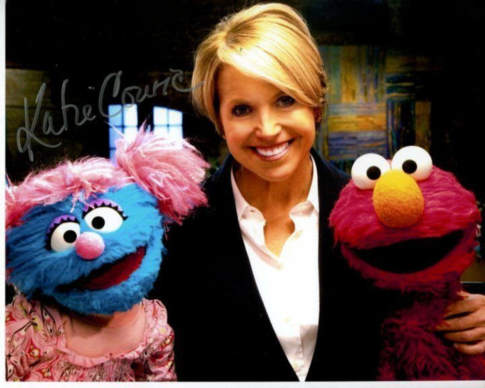 Katie Couric Signed Autographed 8x10 Sesame Street Elmo & Abby Cadabby ...