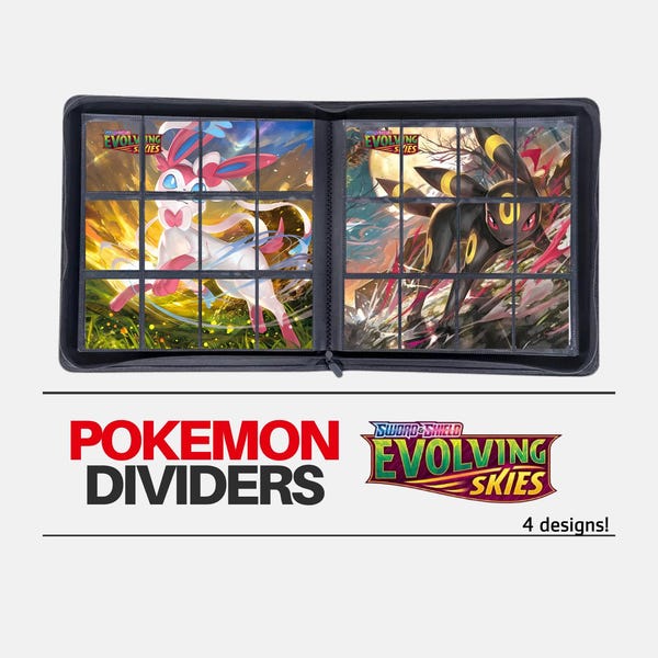 12 bolsillos Cielos en evolución | Divisores de Pokémon para carpeta