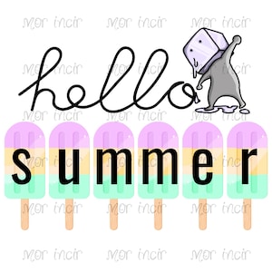 Hello Summer Ice Cream SVG PNG | Cute Melting Ice SVG Clipart | Summer Popsicle Shirt Design | Funny Summer Sublimation Design