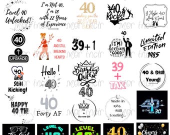 Funny 40th Birthday SVG Bundle: T-Shirt & Mug Designs (Digital Download)