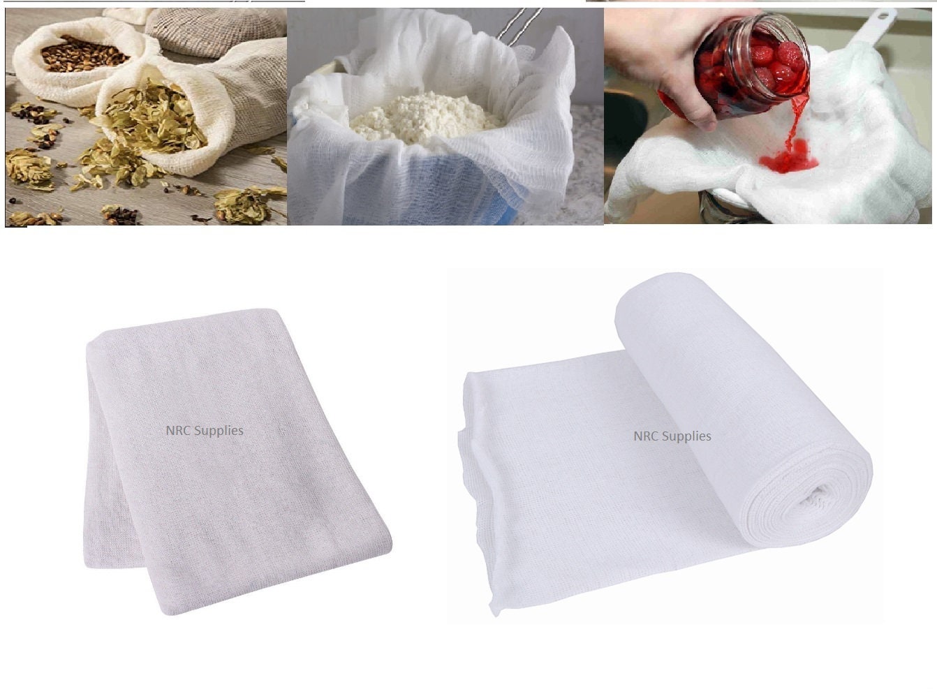 Cheese Cloth Food Straining Butter Muslin Gauze Cooking Draining Cotton  Fabric